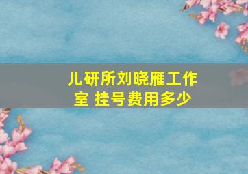 儿研所刘晓雁工作室 挂号费用多少